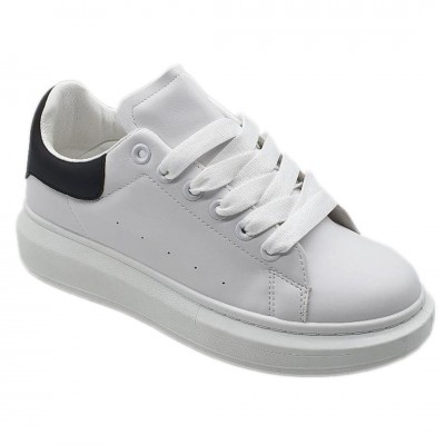  Pantofi  Leonard Casual Alb Negru Cod 2116