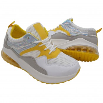 Pantofi Sport Sente Alb Galben Cod 3007