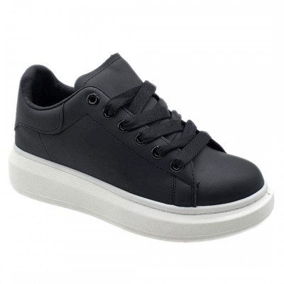  Pantofi  Leonard Casual Negru Alb Cod 2115