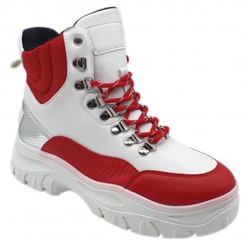 Ghete Casual Vigo Alb Rosu Cod 2114