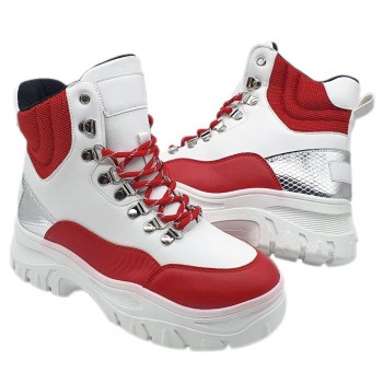 Ghete Casual Vigo Alb Rosu Cod 2114